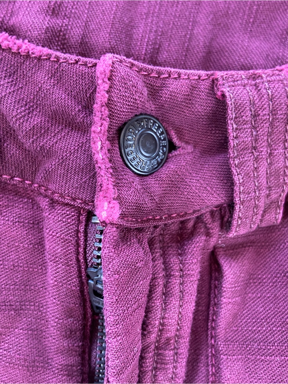Free People Stay Awhile Mulberry Burgundy Carpenter Utility Pants Distressed 0 - Picture 11 of 16